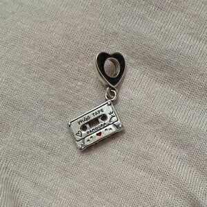 Pandora mix tape sterling Silver plated Heart and Cassette Charm